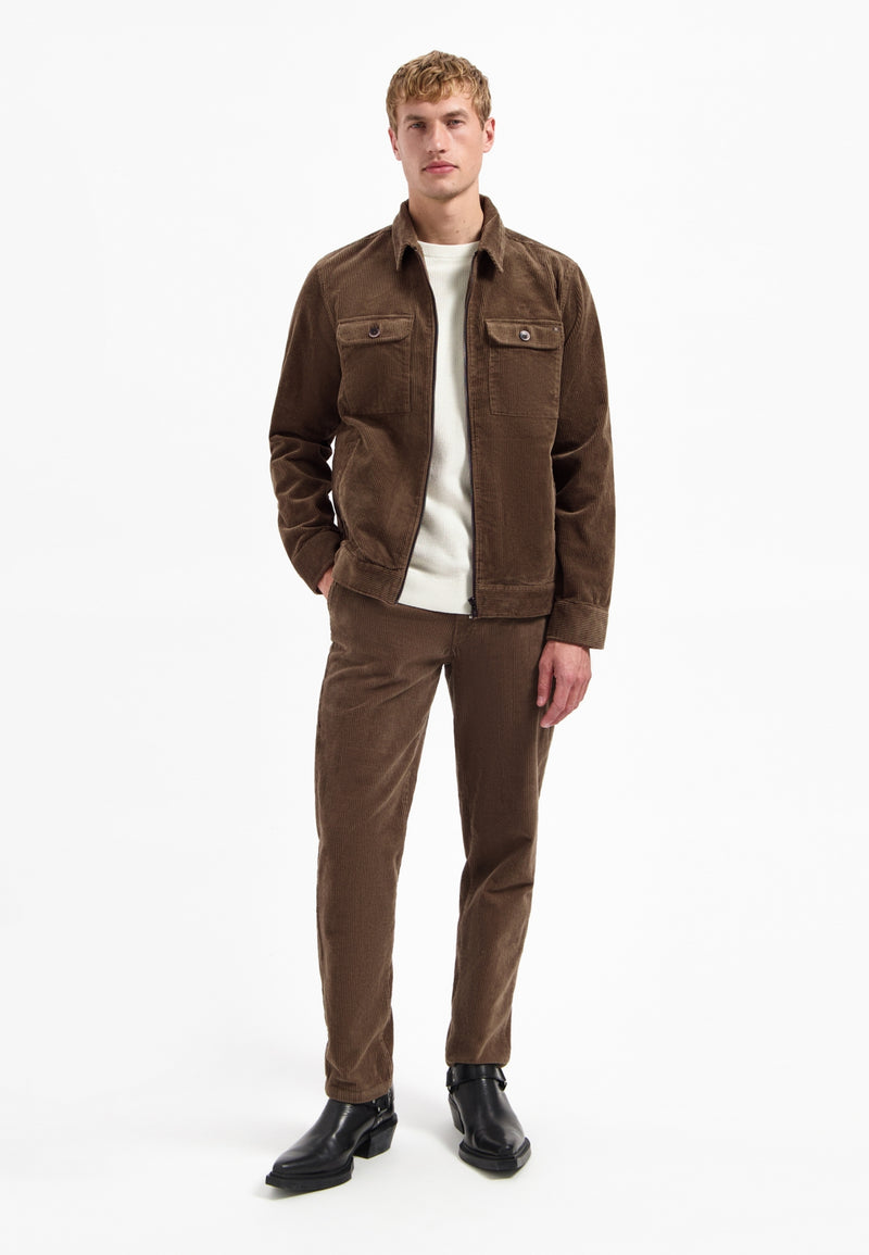 Ripped corduroy overshirt | Taupe