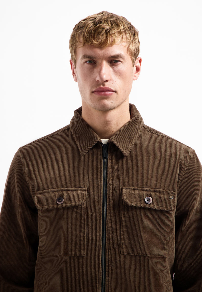Ripped corduroy overshirt | Taupe