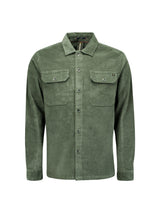 Buttoned velvet overshirt | Dark Green