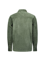 Buttoned velvet overshirt | Dark Green