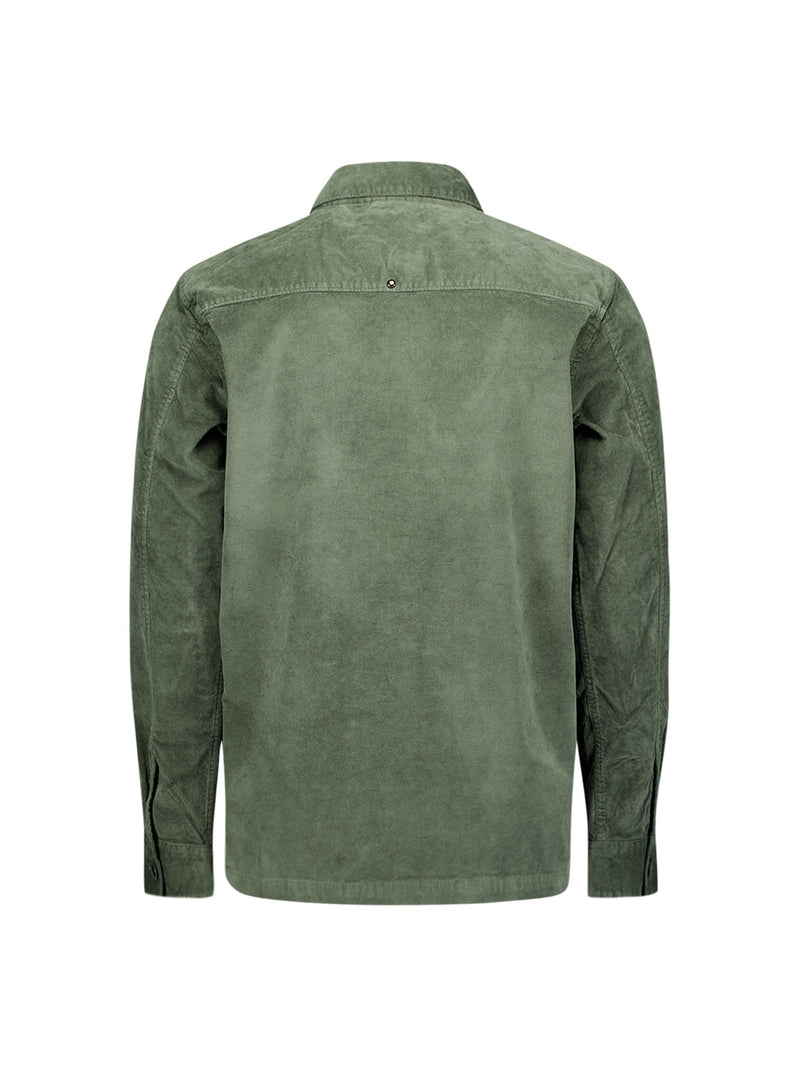 Buttoned velvet overshirt | Dark Green
