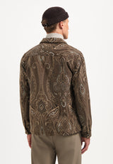 Patterned jacquard overshirt | Brown
