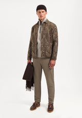 Patterned jacquard overshirt | Brown