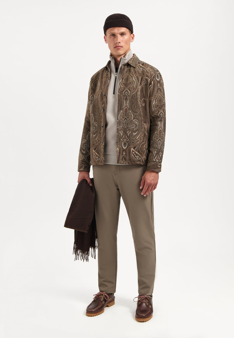 Patterned jacquard overshirt | Brown