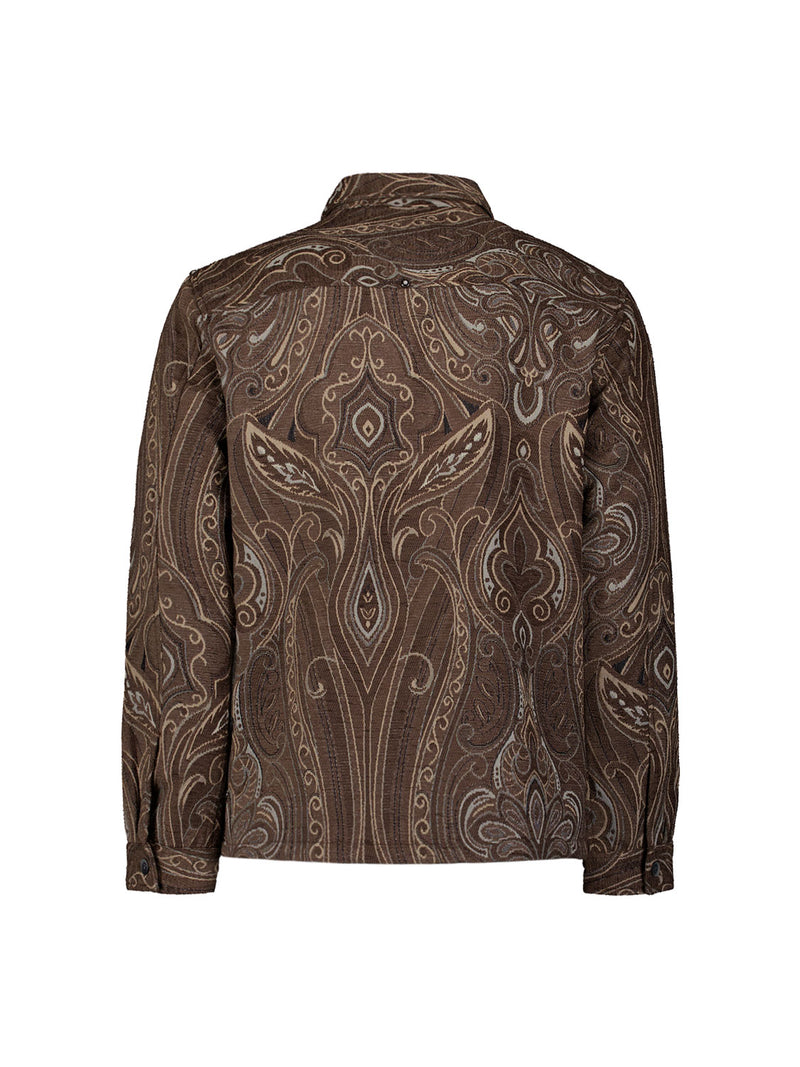 Patterned jacquard overshirt | Brown
