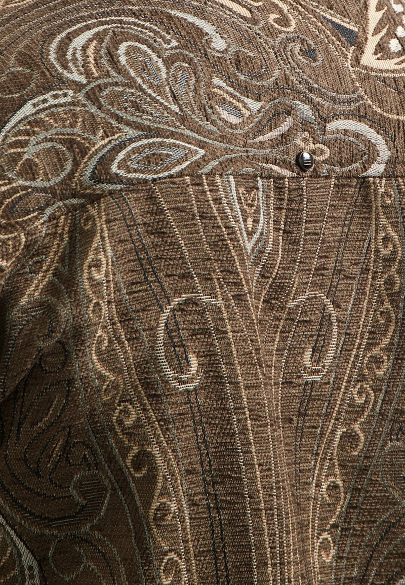 Patterned jacquard overshirt | Brown
