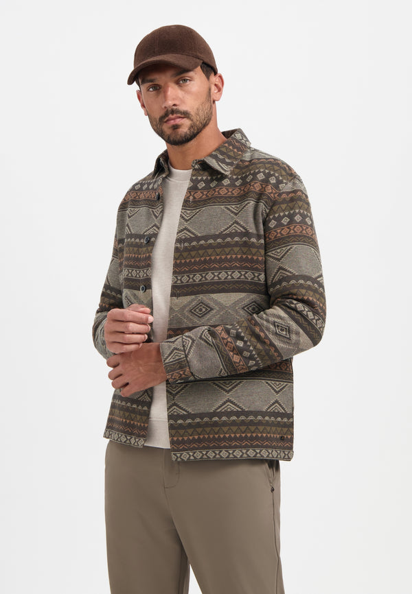 Patterned jacquard overshirt | Taupe
