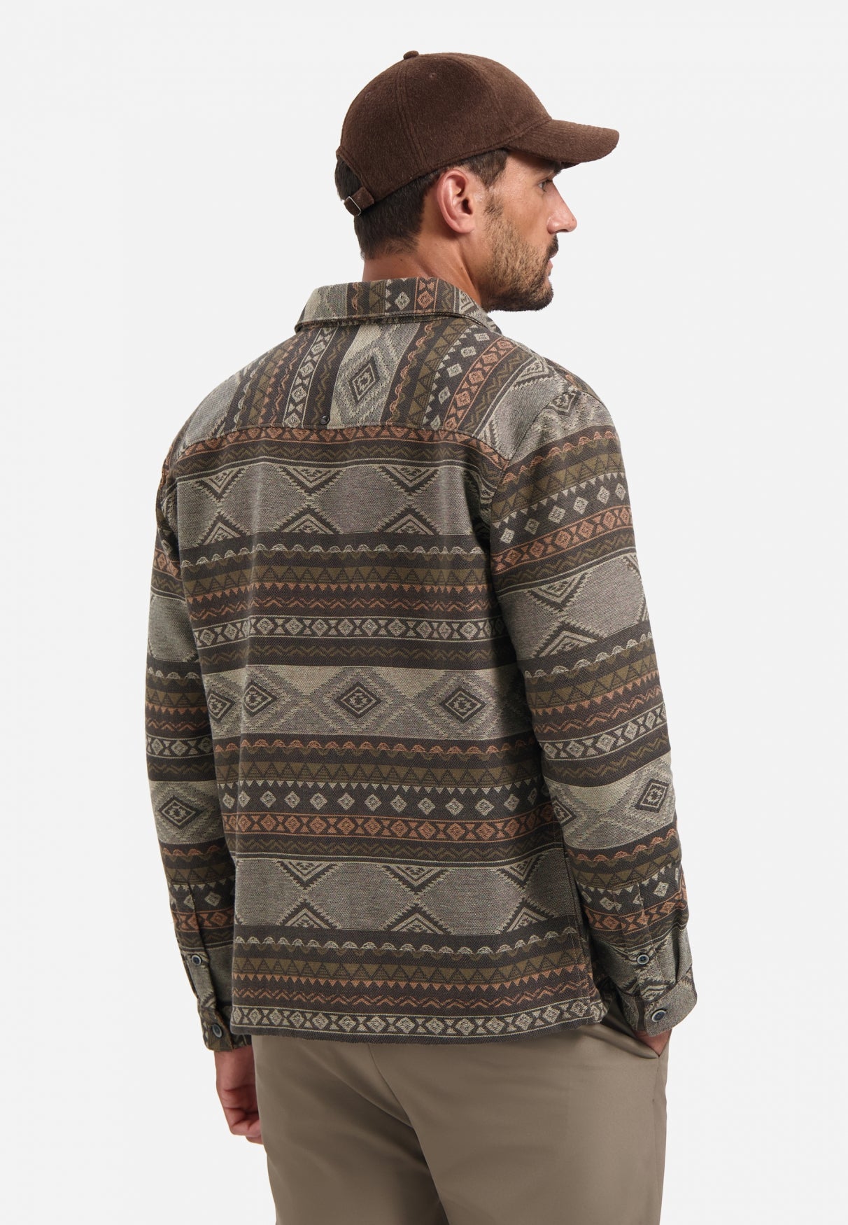 Patterned jacquard overshirt | Taupe