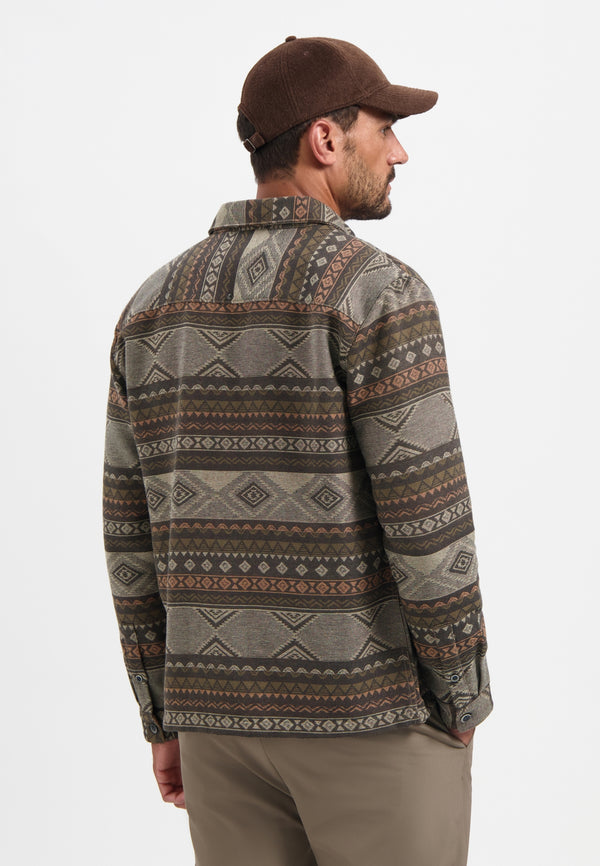 Patterned jacquard overshirt | Taupe