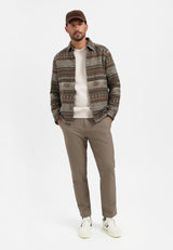Patterned jacquard overshirt | Taupe