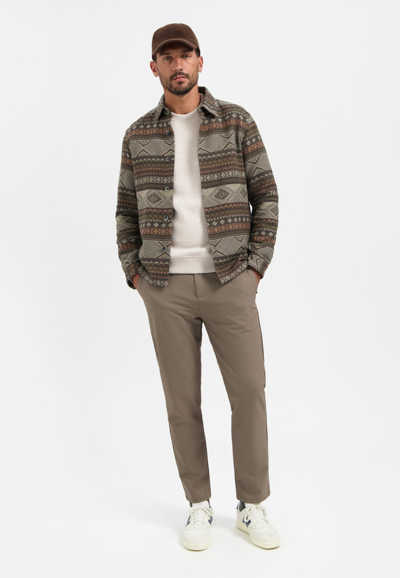 Patterned jacquard overshirt | Taupe
