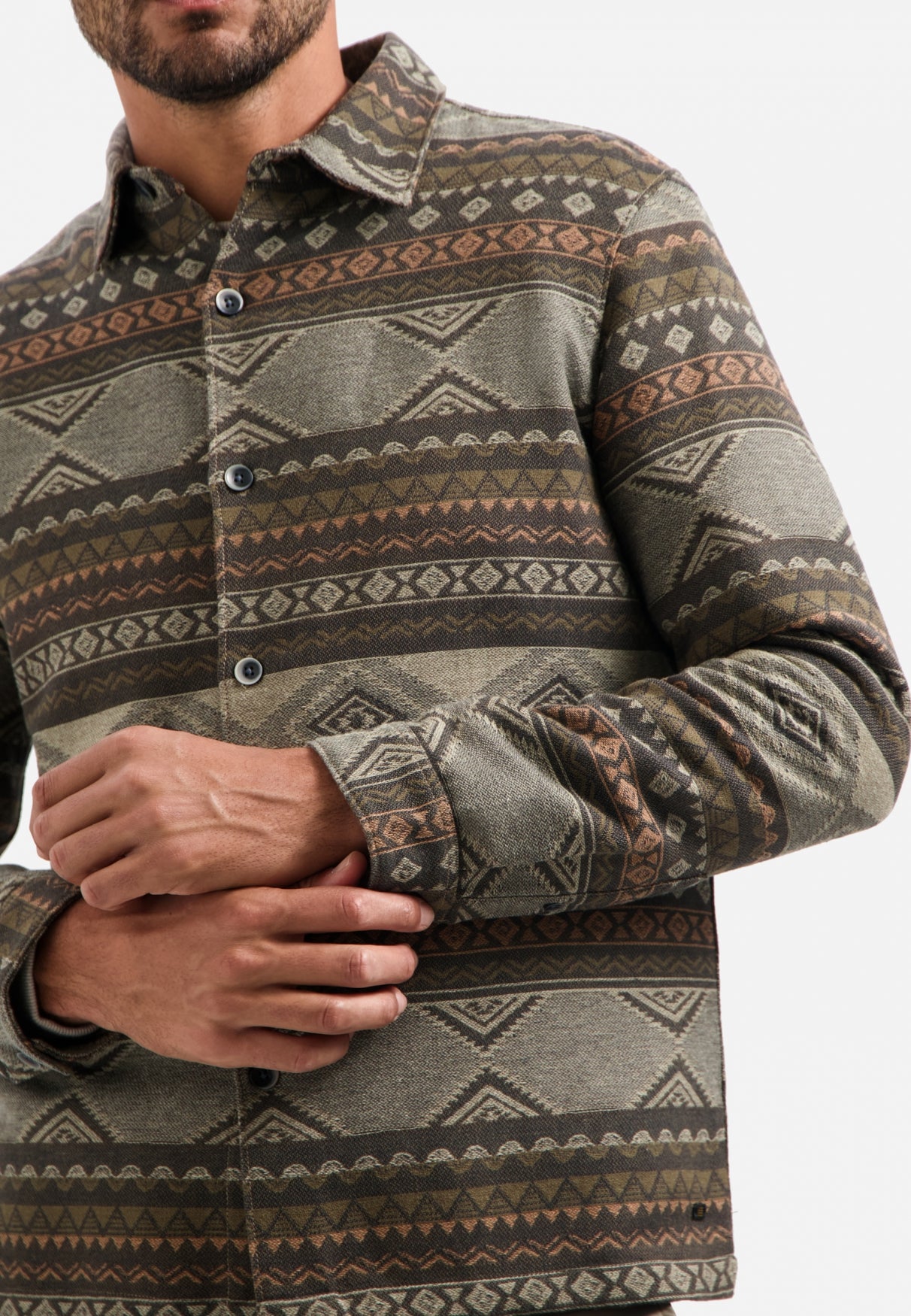 Patterned jacquard overshirt | Taupe
