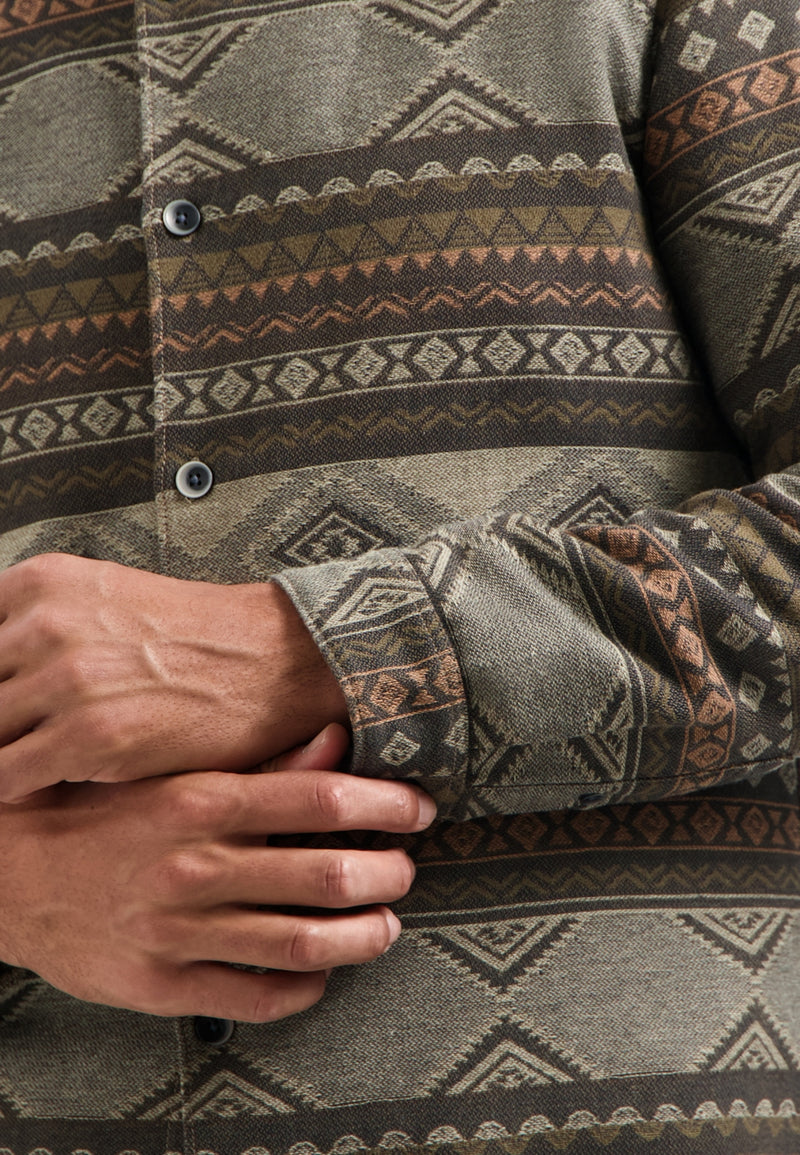 Patterned jacquard overshirt | Taupe