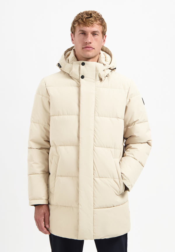 Long padded parka | Cream