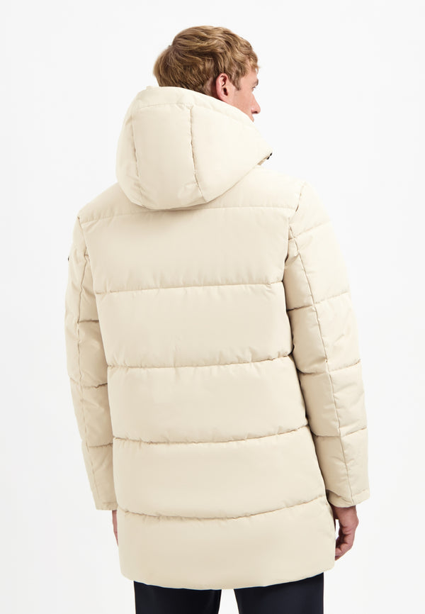 Long padded parka | Cream