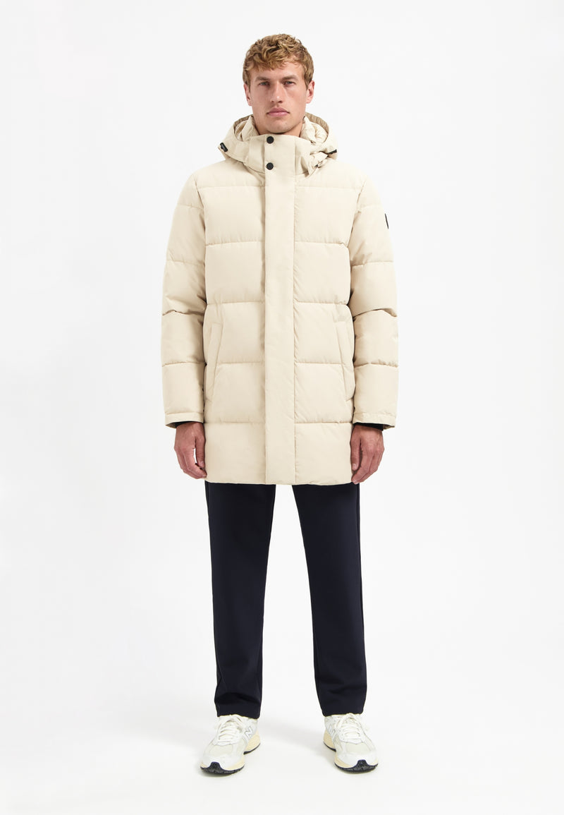Long padded parka | Cream