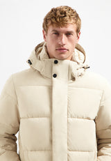 Long padded parka | Cream