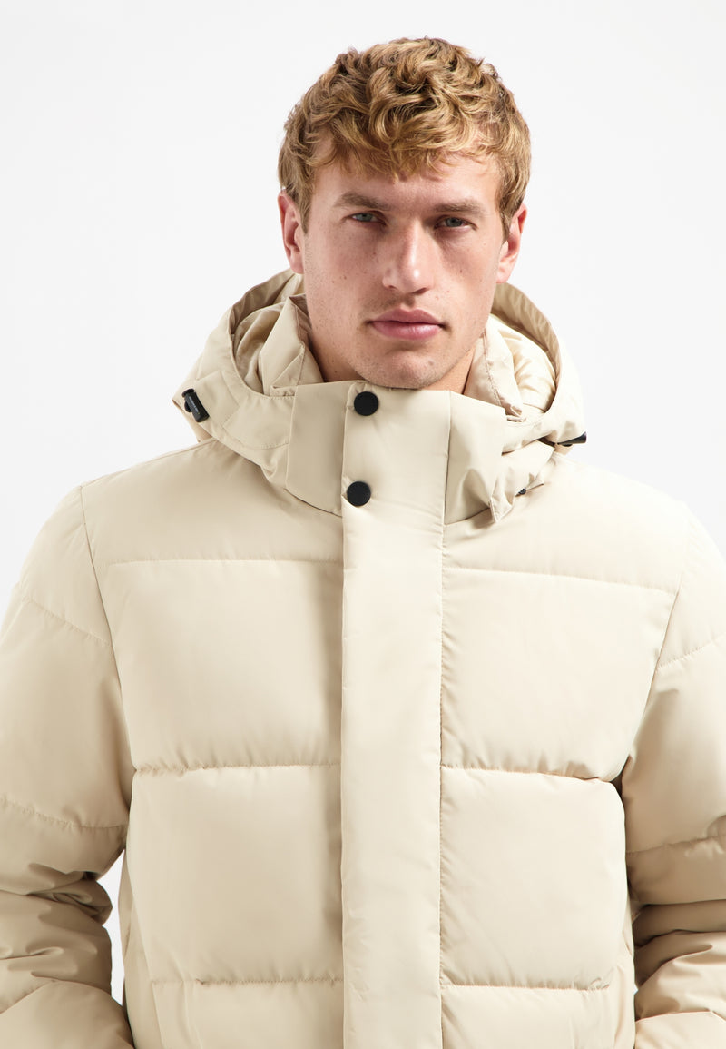 Long padded parka | Cream