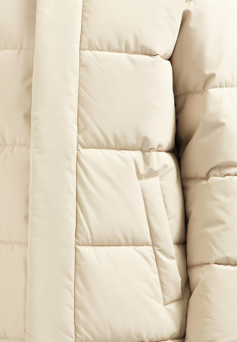 Long padded parka | Cream