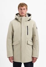 Hooded long parka | Stone
