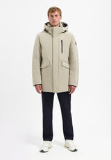 Hooded long parka | Stone