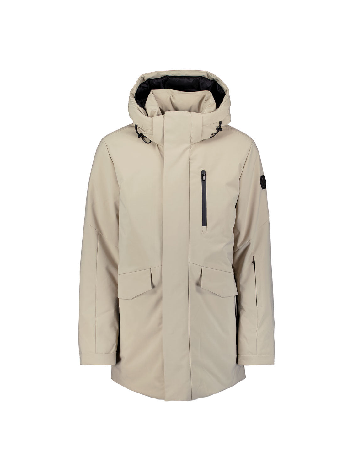 Hooded long parka | Stone