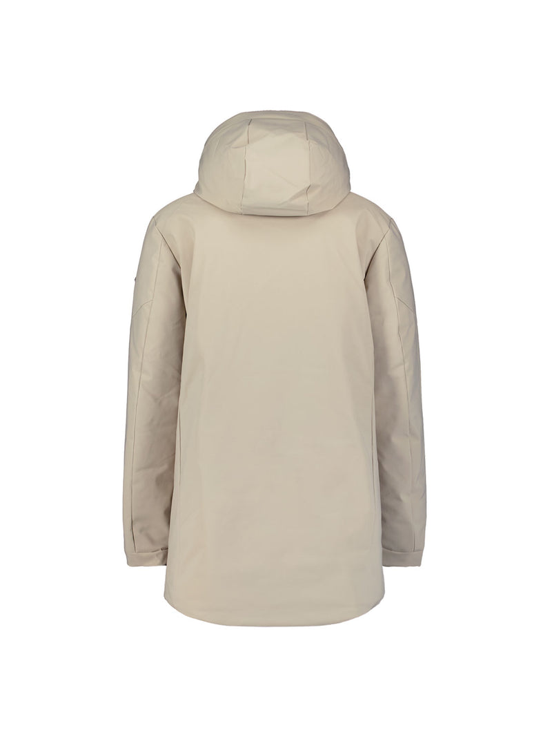Hooded long parka | Stone