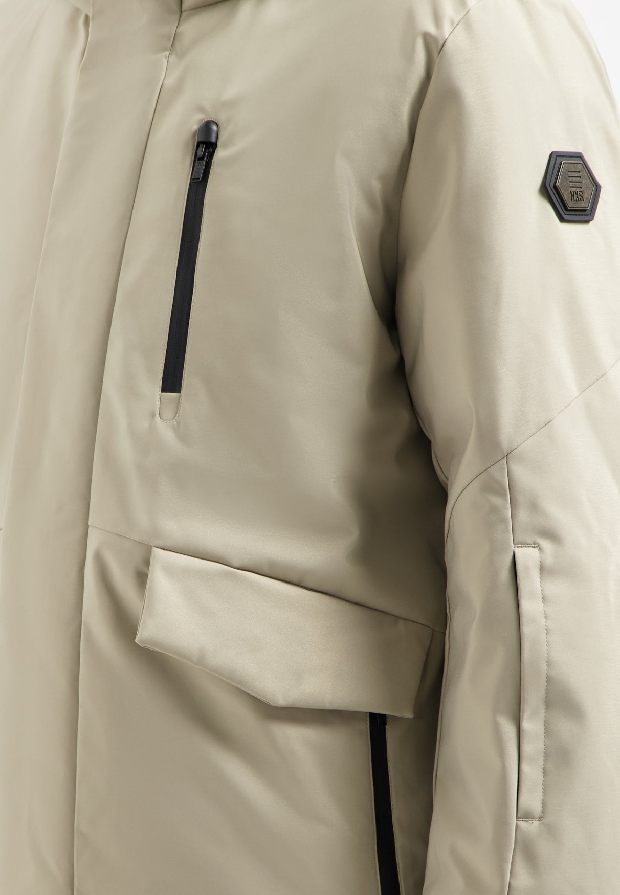 Hooded long parka | Stone
