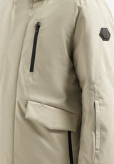 Hooded long parka | Stone
