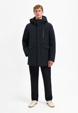 Hooded long parka | Black