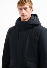 Hooded long parka | Black