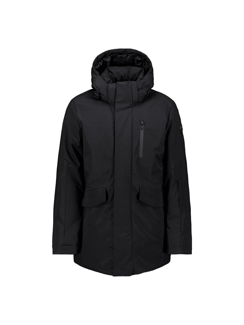 Hooded long parka | Black