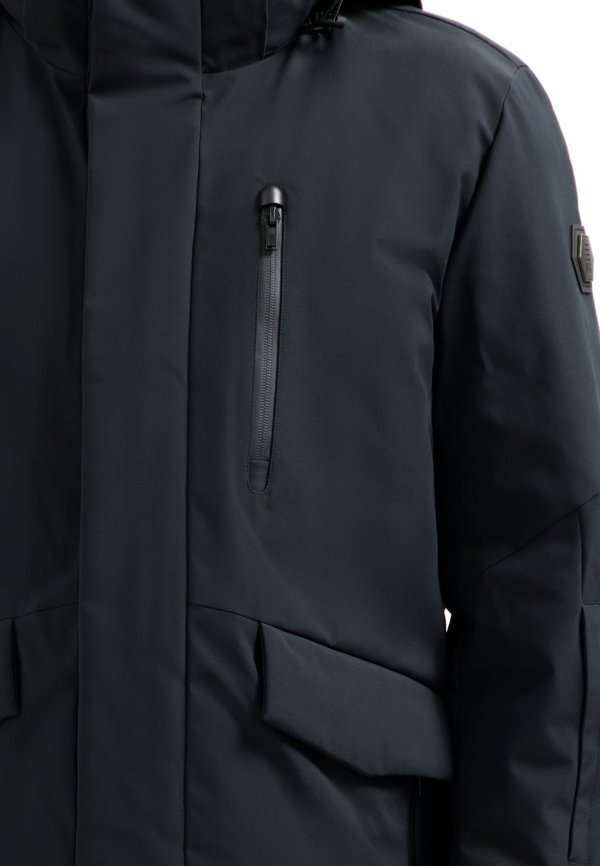 Hooded long parka | Black