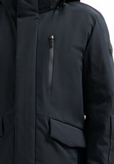Hooded long parka | Black