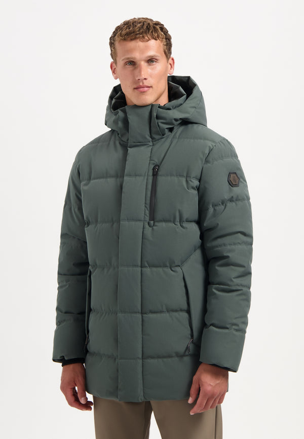 Long padded parka | Dark Steel