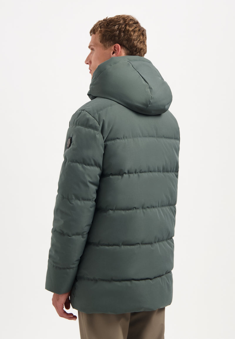 Long padded parka | Dark Steel