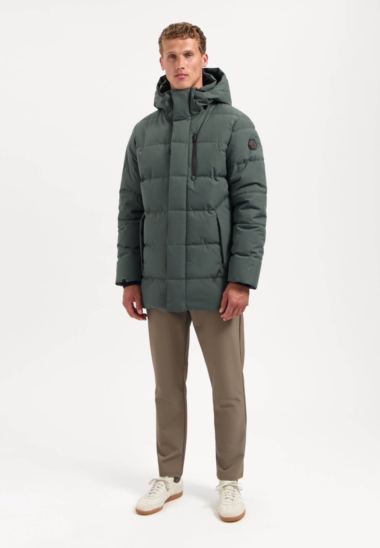 Long padded parka | Dark Steel