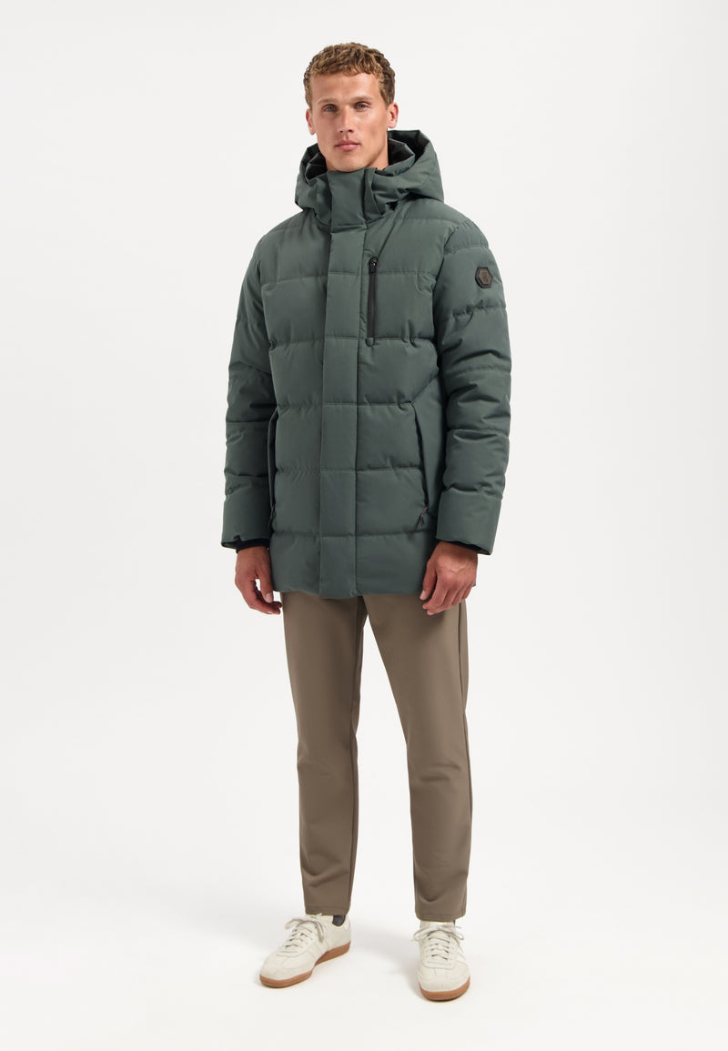 Long padded parka | Dark Steel