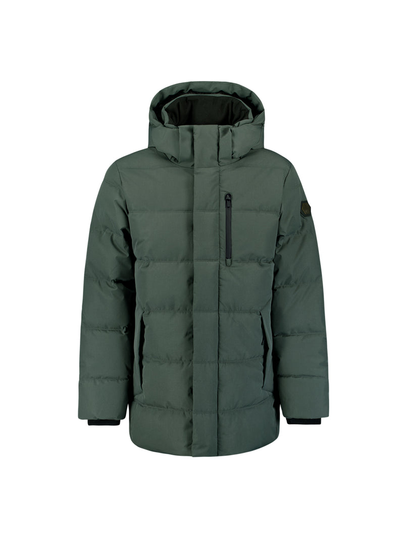 Long padded parka | Dark Steel