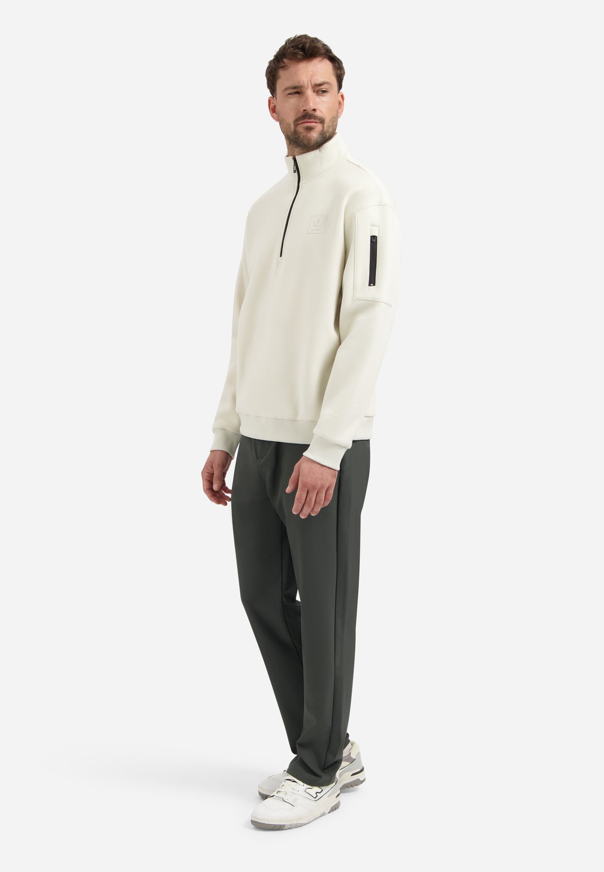 Half zip sweater | Chalk