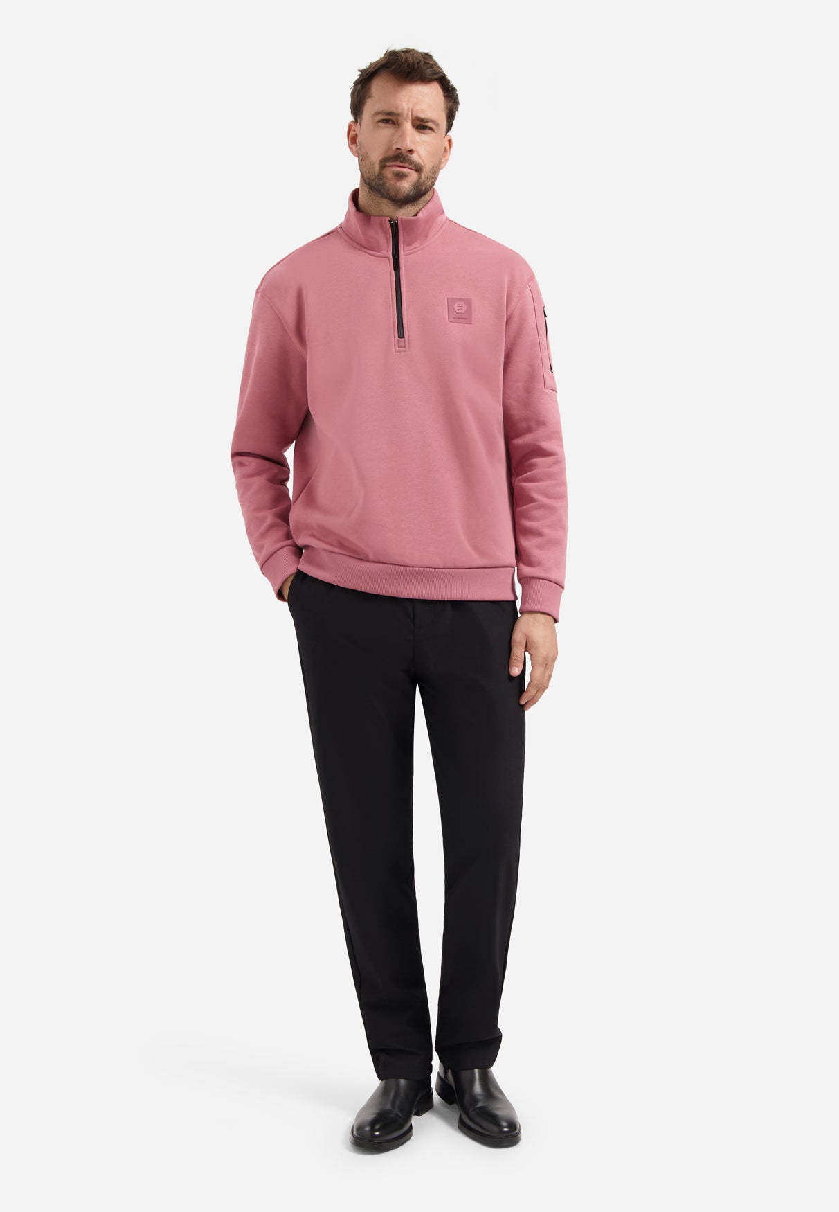 Half zip sweater | Old Pink