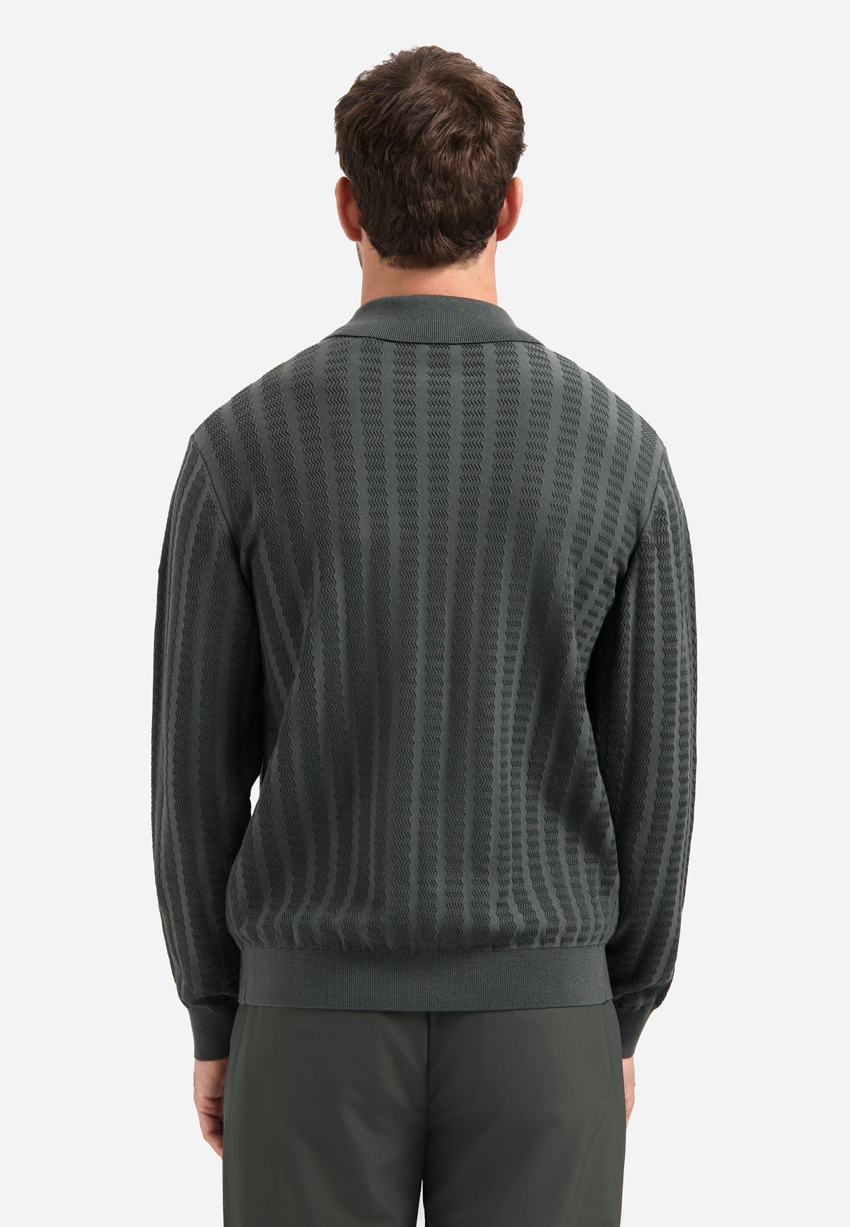 Cardigan with button closure and polo collar | Dark Steel