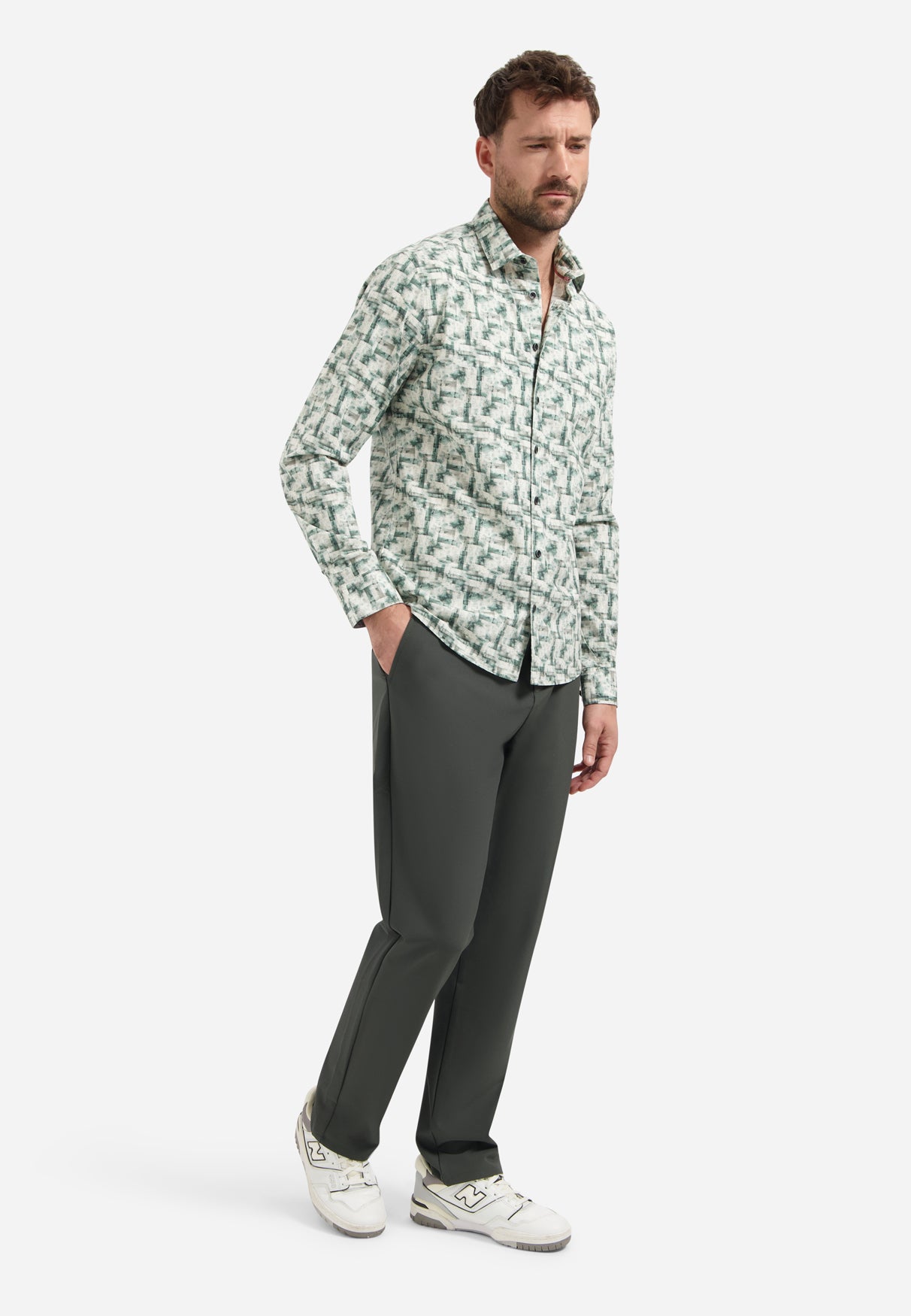 Printed stretch shirt | Seablue
