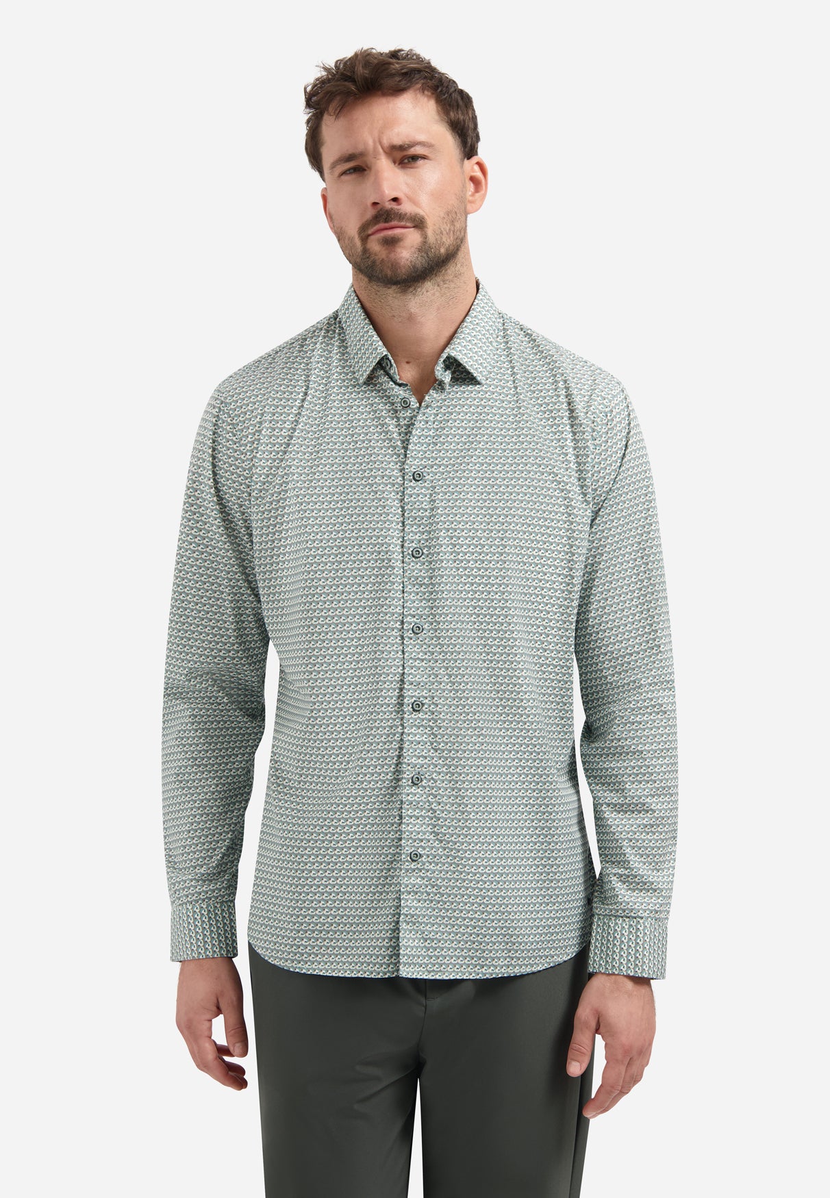 Printed stretch shirt | Seablue