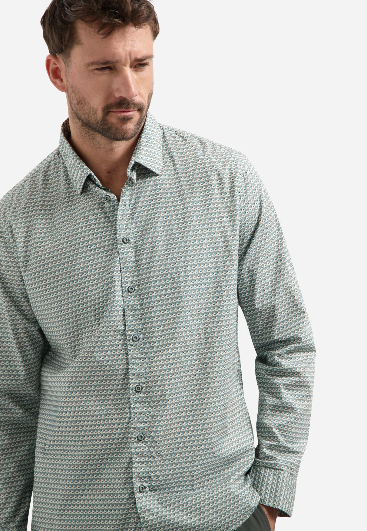 Printed stretch shirt | Seablue