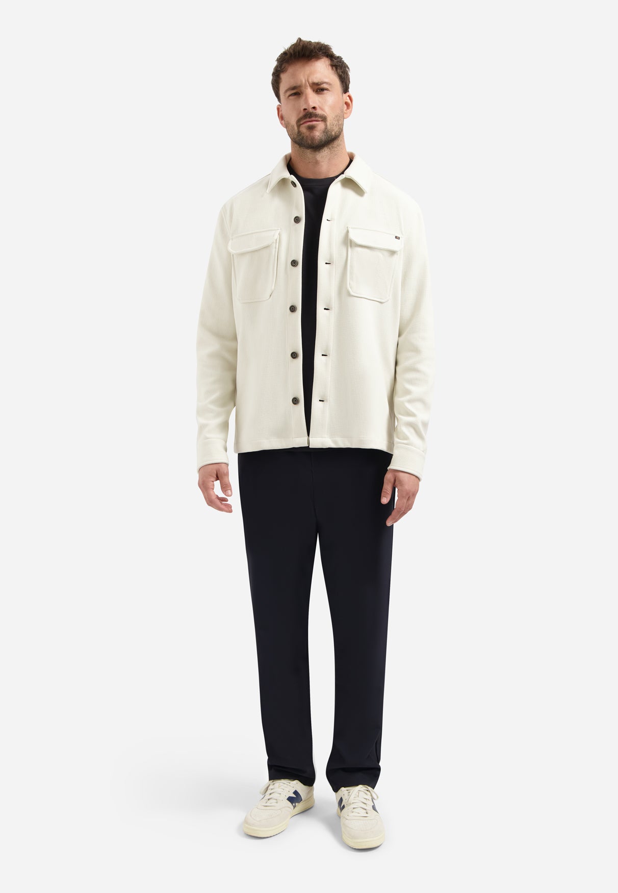 Sweat Overshirt with Texture | Chalk