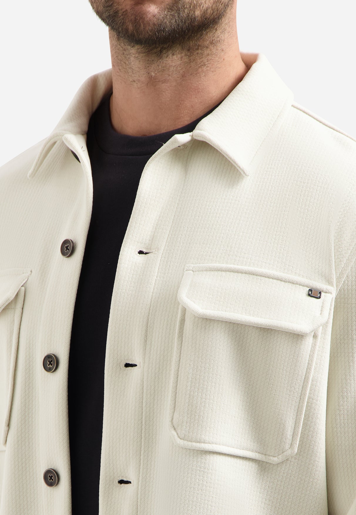 Sweat Overshirt with Texture | Chalk