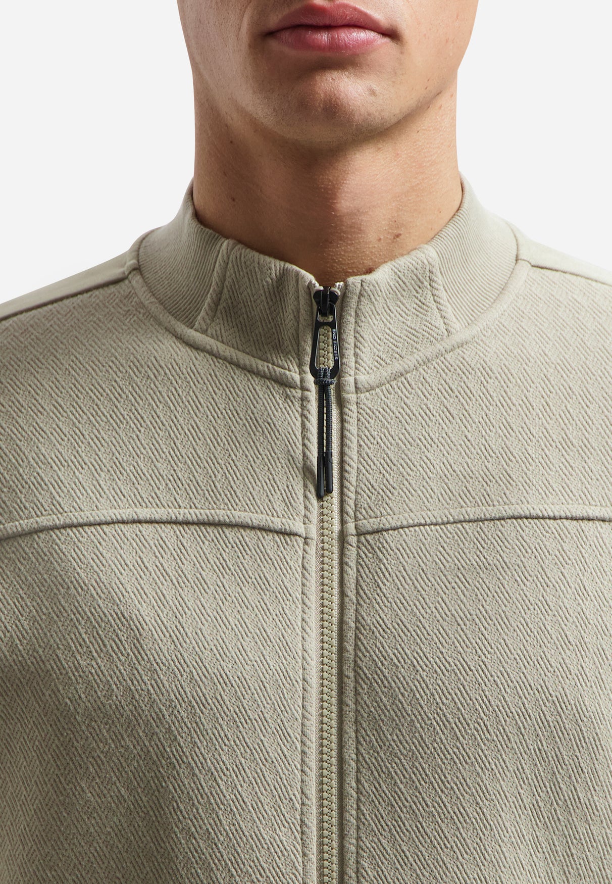 Sweat jacket with mixed textures | Taupe