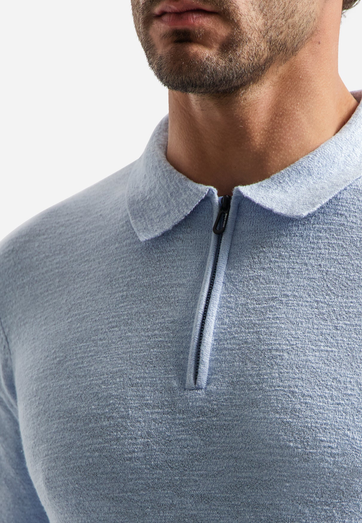 Knitted polo shirt with zip | Blue
