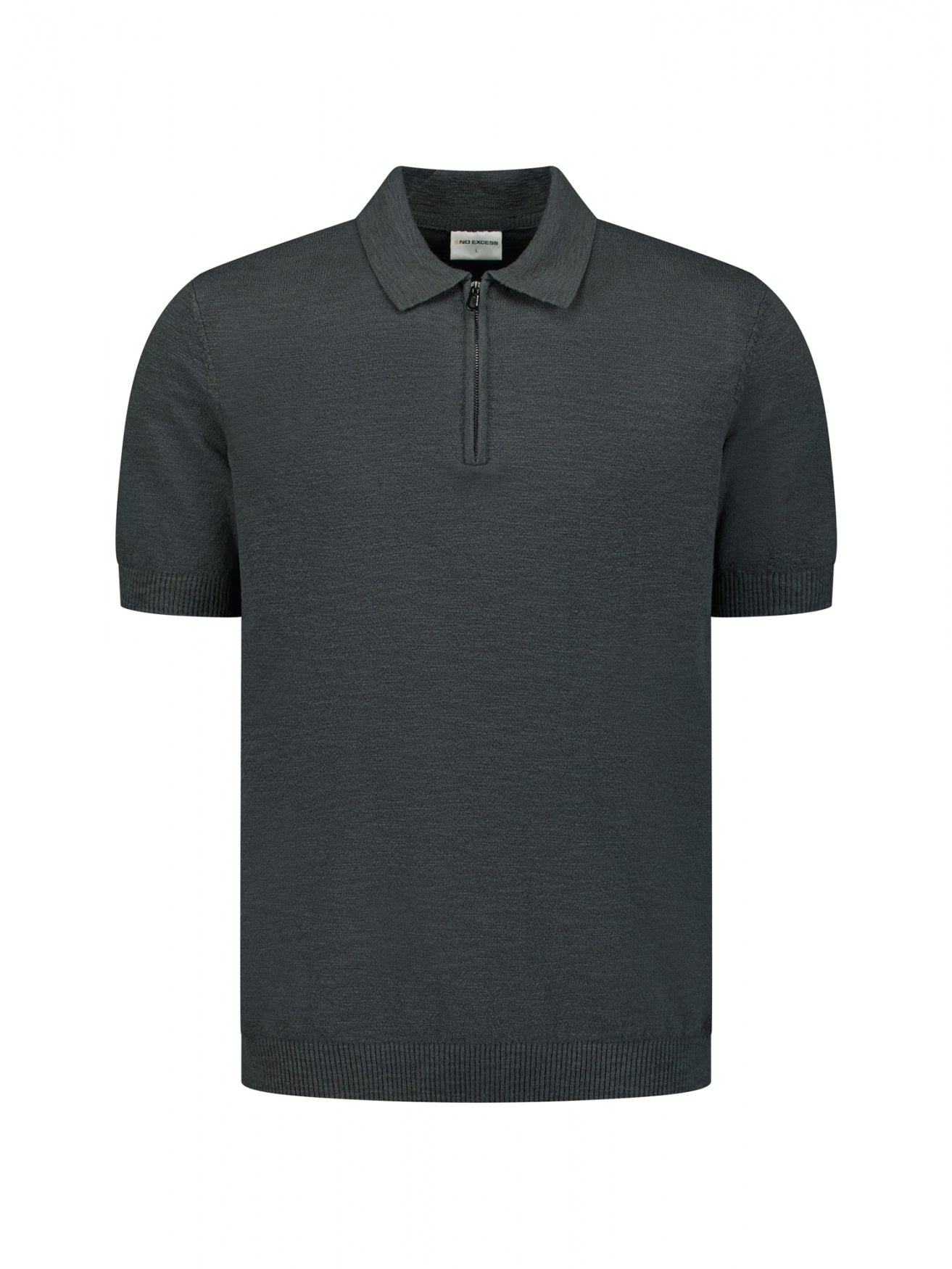 Knitted polo shirt with zip | Dark Steel
